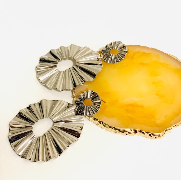 🌺silver leaf Punk hanging statement earring - Picture 10 of 12